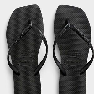 Havaianas Black Square Toe Flip Flops